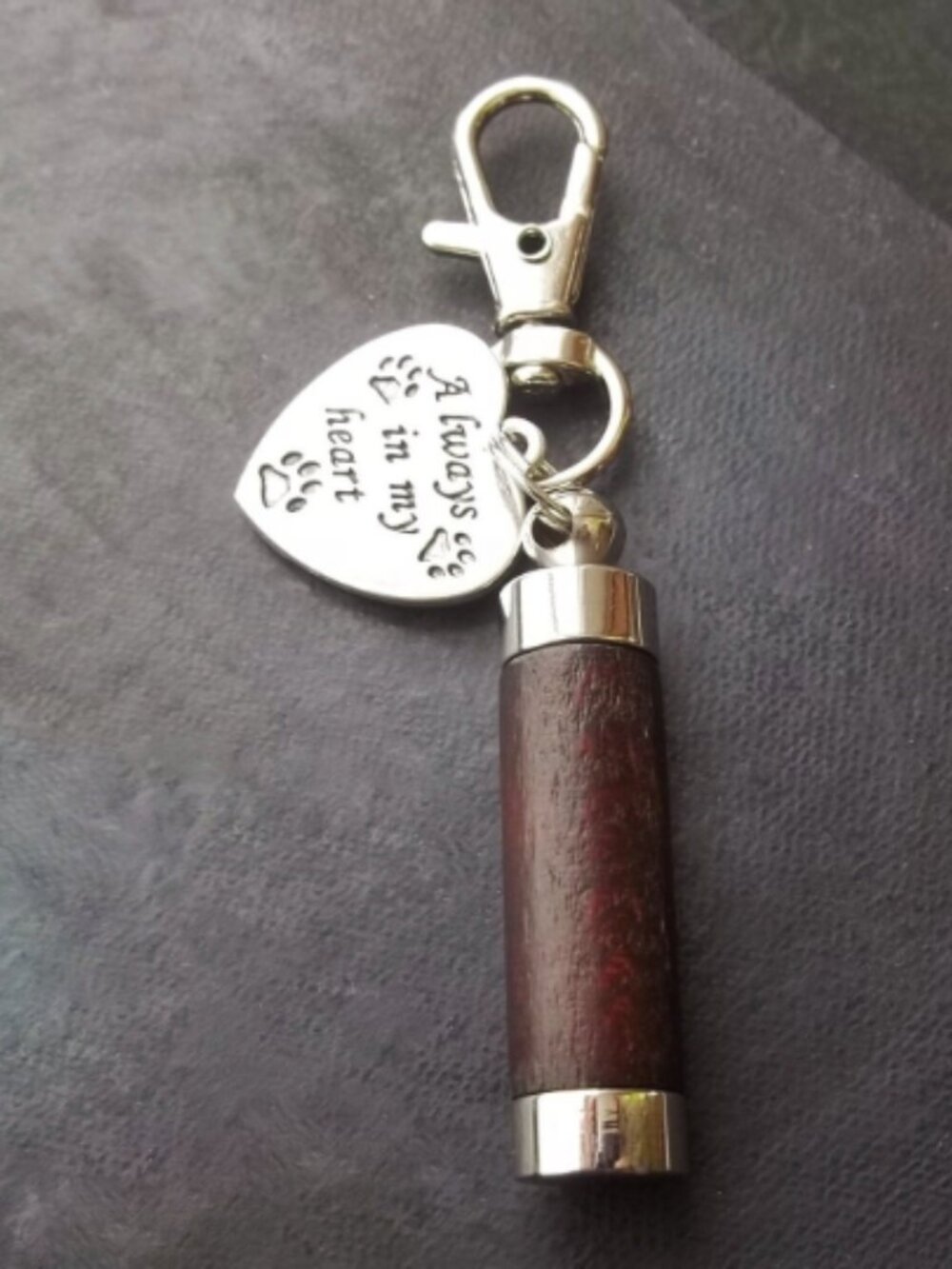 Pet Memorial Urn Keychain Wooden Ashes Keepsake Locket Custom Charm - Picture 2 of 9